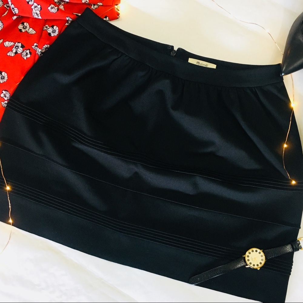 Madewell Black Mini Skirt Texture Pleats - Large